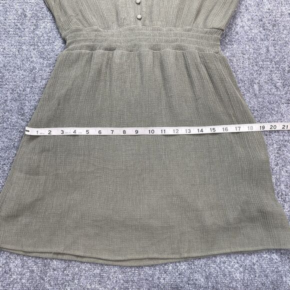 Zara Dress Womens Size Medium Embroidered Lined Khaki Green Long Sleeve Mini - Picture 9 of 11
